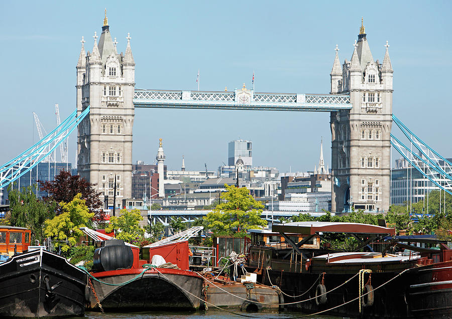 House Boats And Tower Bridge Photograph by Richard Newstead