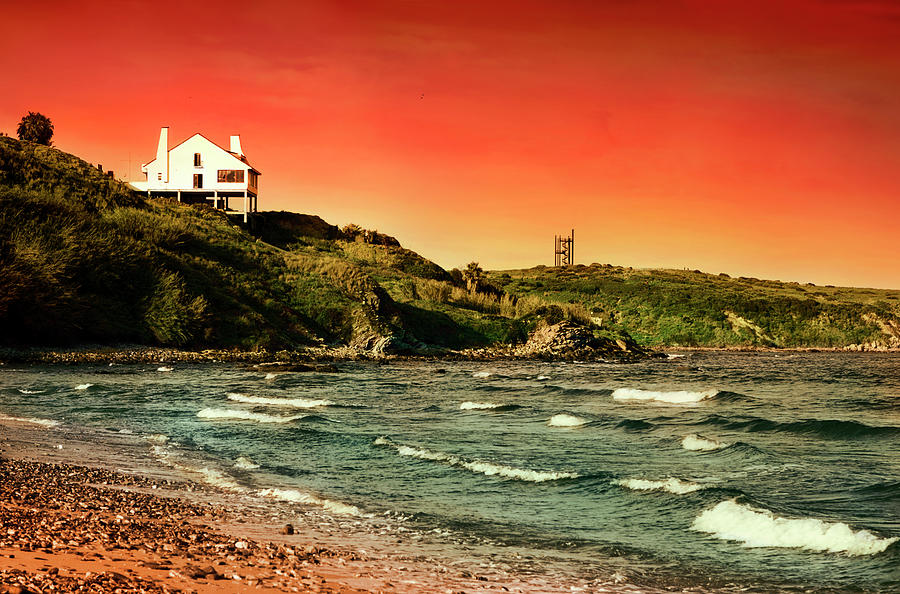 House By The Sea At Sunset Photograph by Swilmor