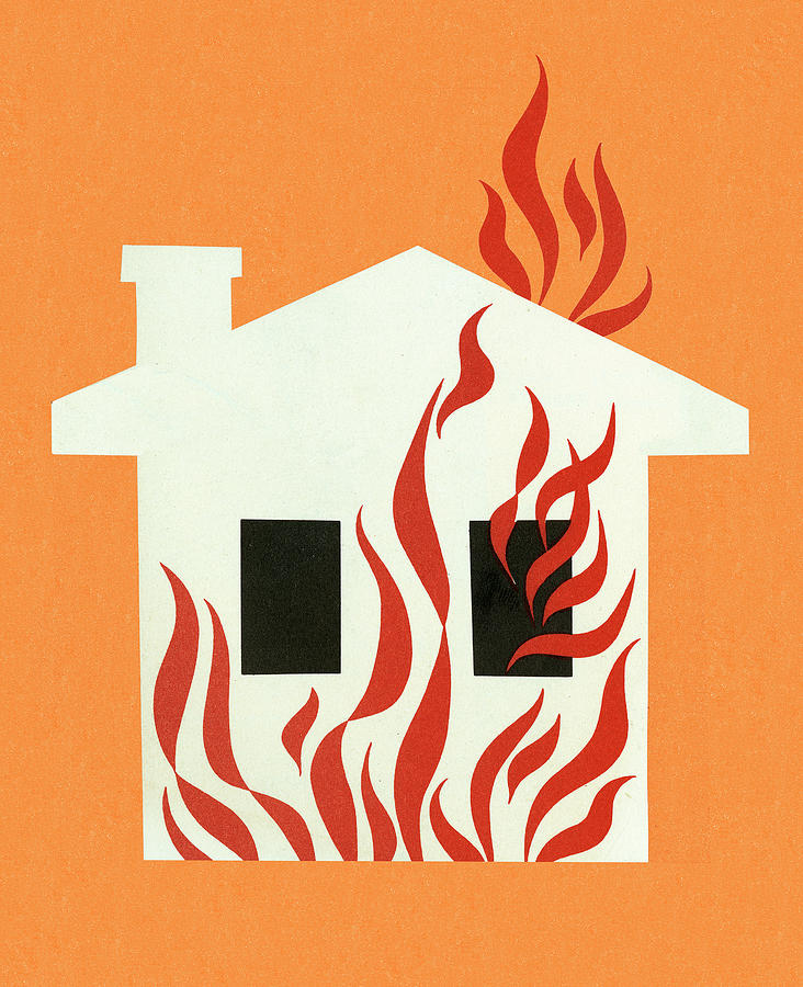 Architecture Drawing - House Fire by CSA Images