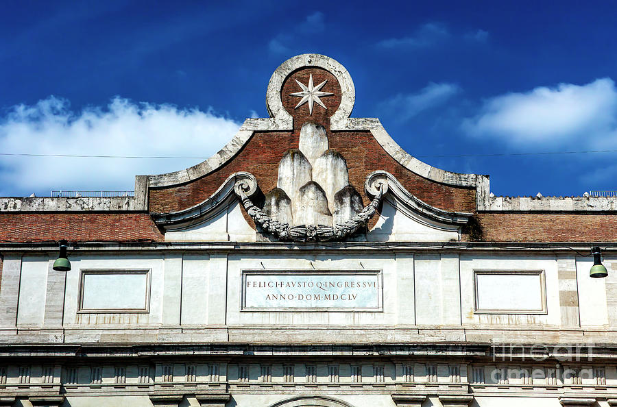 House of Chigi Emblem on the Porta del Popolo Rome Photograph by John Rizzuto