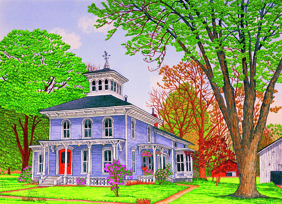 House Of The Red Door, Yorkshire Ny Painting by Thelma Winter
