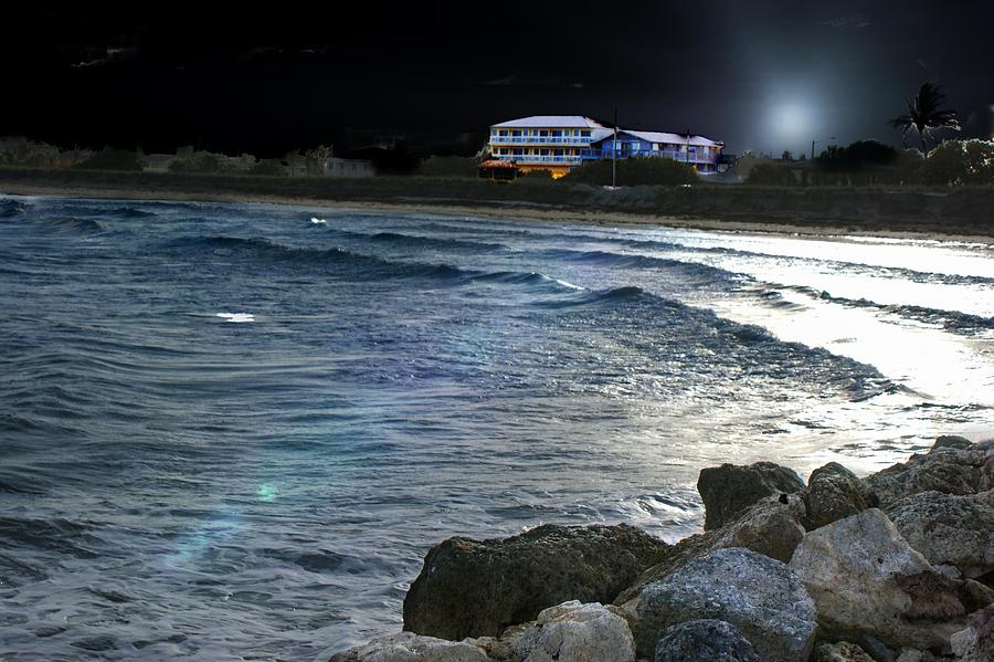 House on the Night Beach Photograph by Yvonne Sewell