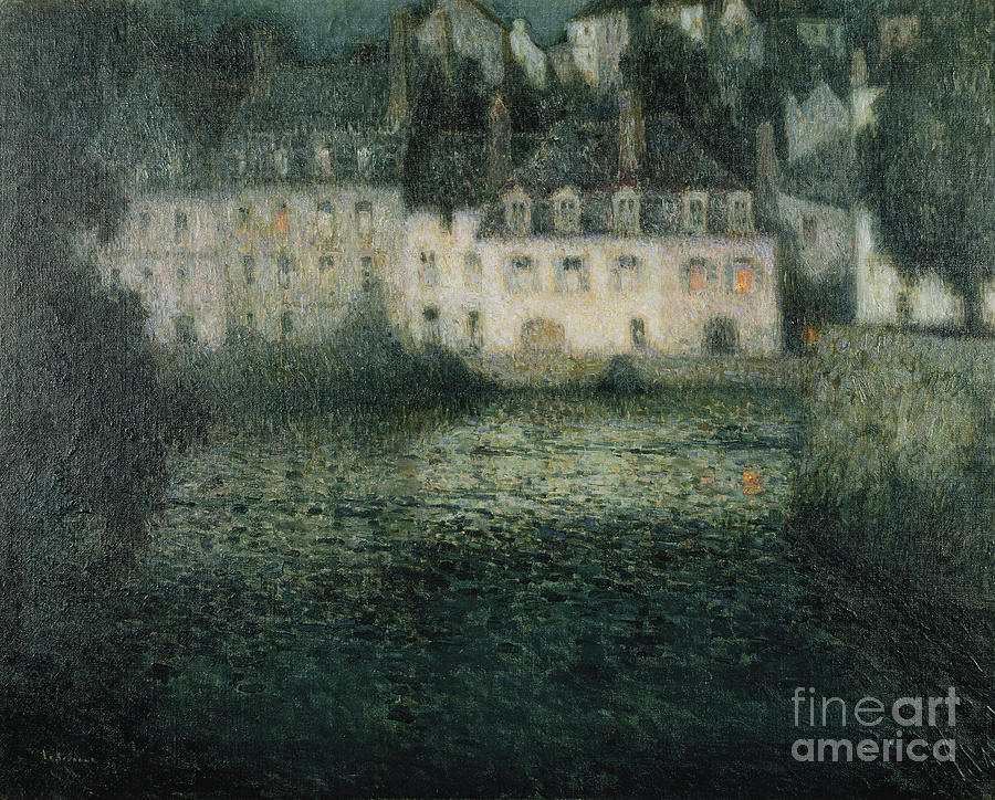 Henri Le Sidaner Painting - House On The River In The Moonlight, 1920 by Henri Le Sidaner