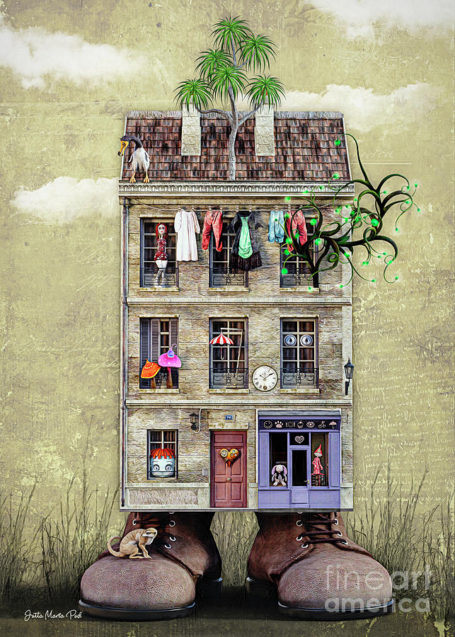 House with Personality Digital Art by Jutta Maria Pusl