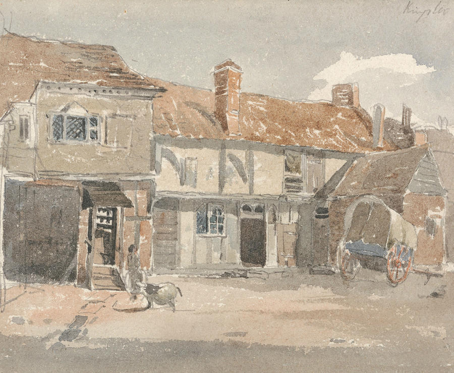 Houses at Kingston on the Thames Drawing by Peter De Wint