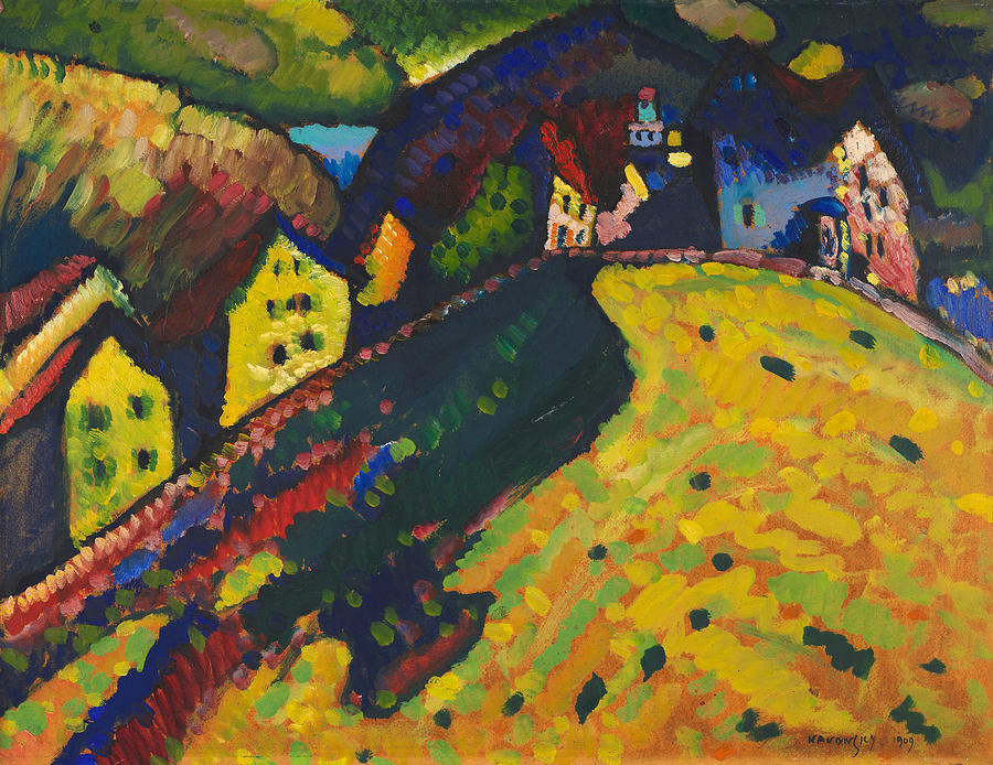 Houses at Murnau Painting by Wassily Kandinsky