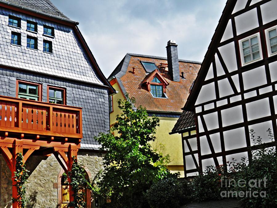 Tree Photograph - Houses in Eltville 5 by Sarah Loft