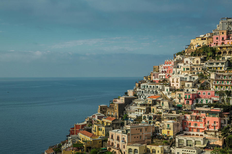 Positano Town Hill View With Low Rise Colorful Buildings