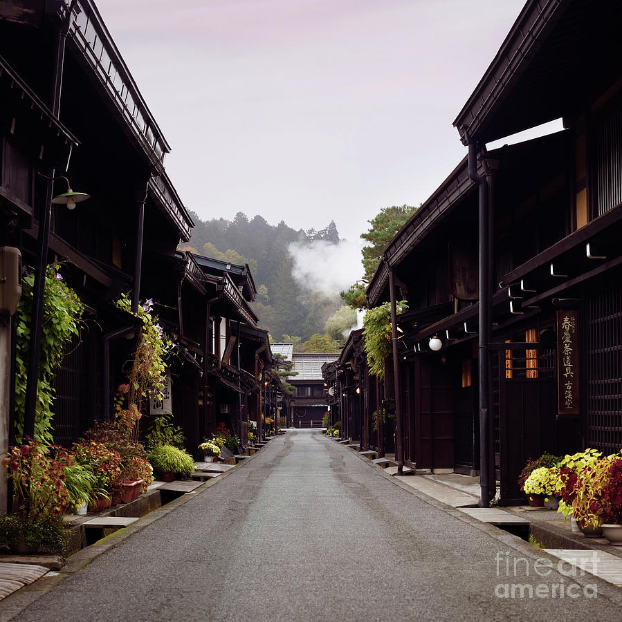 Houses on Kami-Sannomachi old merchant town street Takayama Japa Photograph by Maxim Images Exquisite Prints