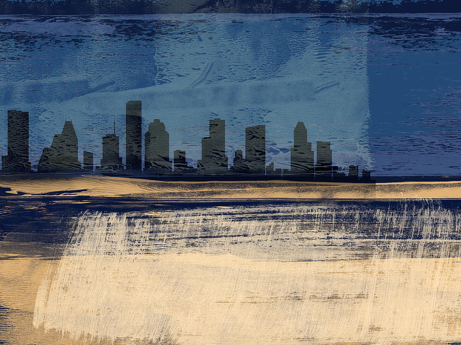 Houston Mixed Media - Houston Abstract Skyline I by Naxart Studio