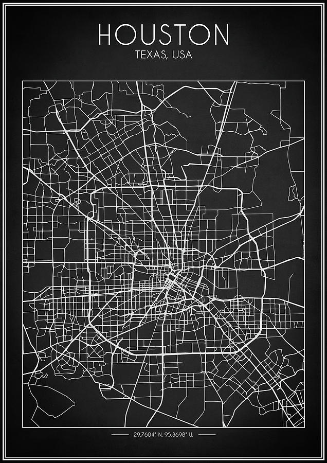 Houston Map Digital Art by Hoolst Design