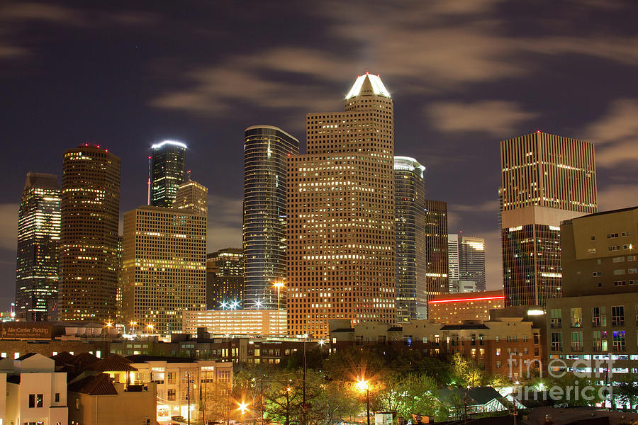 Houston Night Cityscape 1 Photograph by Jim Schmidt MN