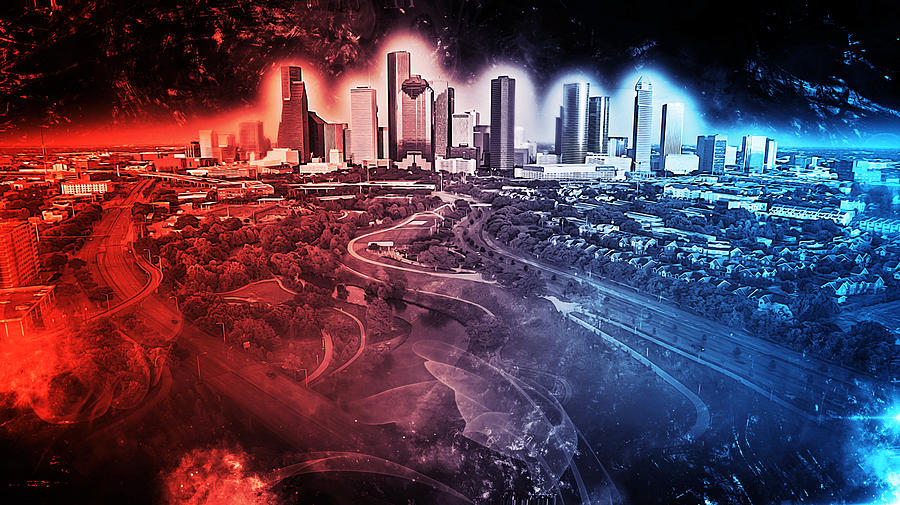 Houston Skyline - 01 Painting by AM FineArtPrints