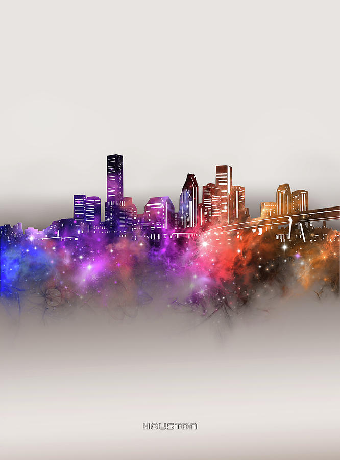 Houston Skyline Galaxy Digital Art