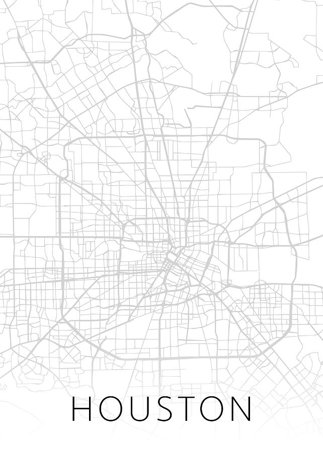 HOUSTON Map Print Modern City Poster Black and White Minimal Wall Art for t...