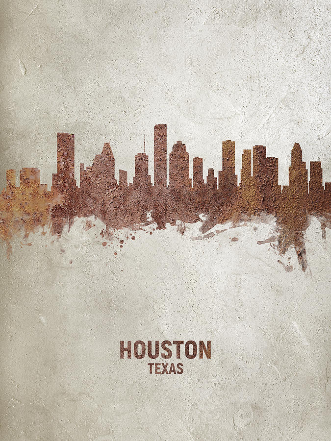 Houston Texas Rust Skyline Digital Art by Michael Tompsett