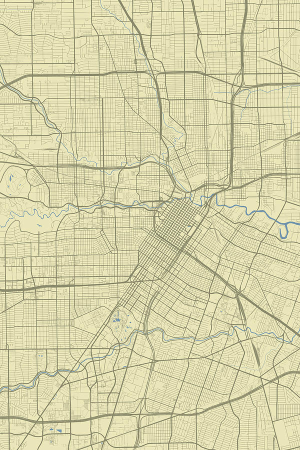 Houston Texas Usa Classic Map By Jurq Studio