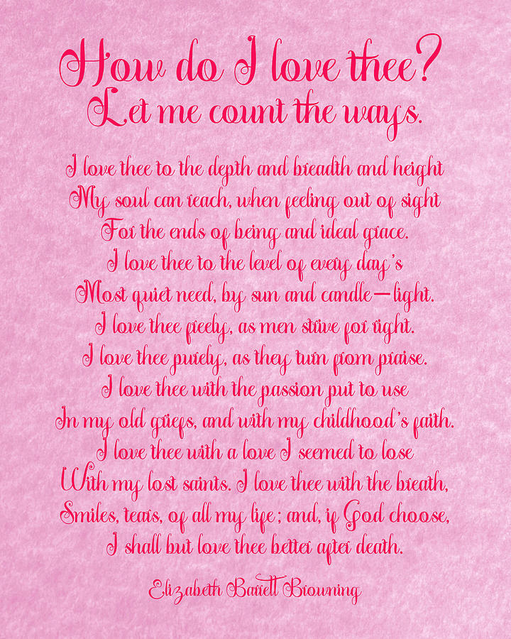 How Do I Love Thee Poem - Pink Parchment Digital Art by Ginny Gaura