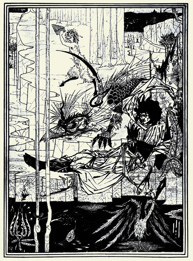 How King Arthur Saw the Questing Beast Painting by Aubrey Beardsley