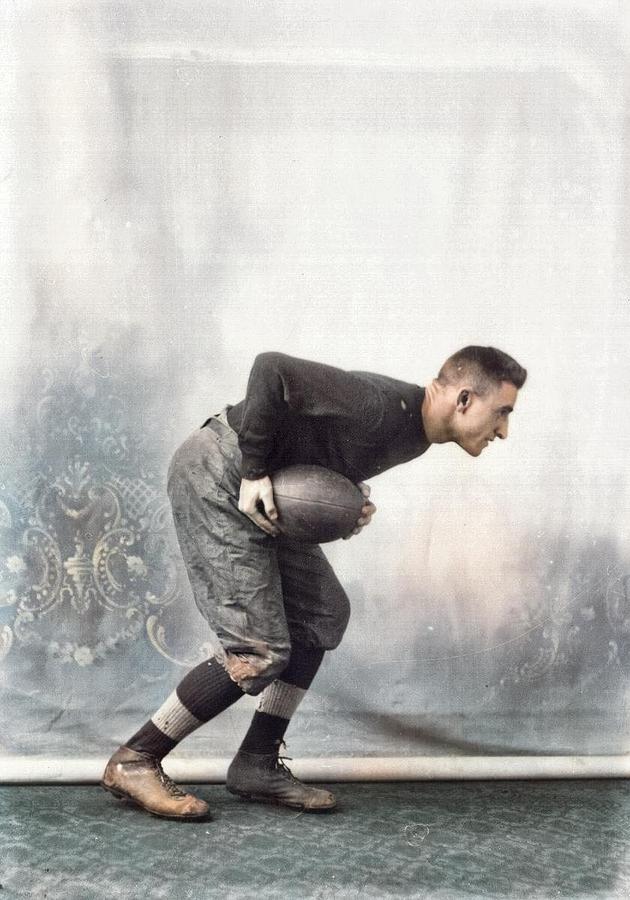 Howard Foster Ross In Football Uniform 1915 Colorized By Ahmet Asar Painting