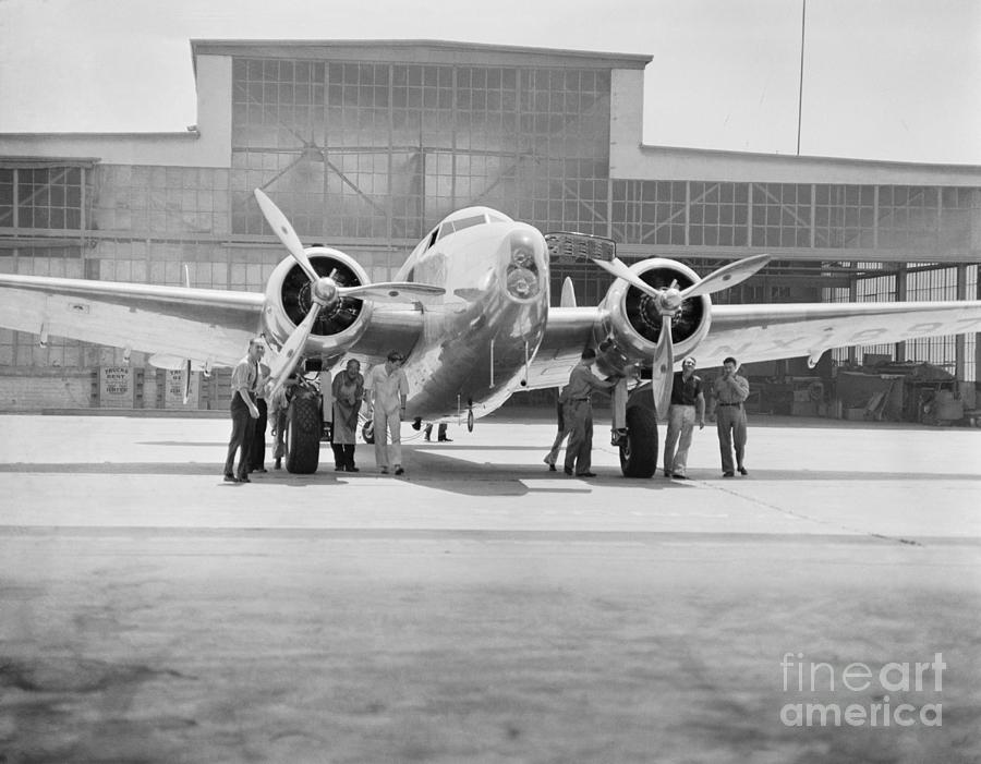 Howard Hughes Plane Set For World Flight Photograph by Bettmann - Fine ...