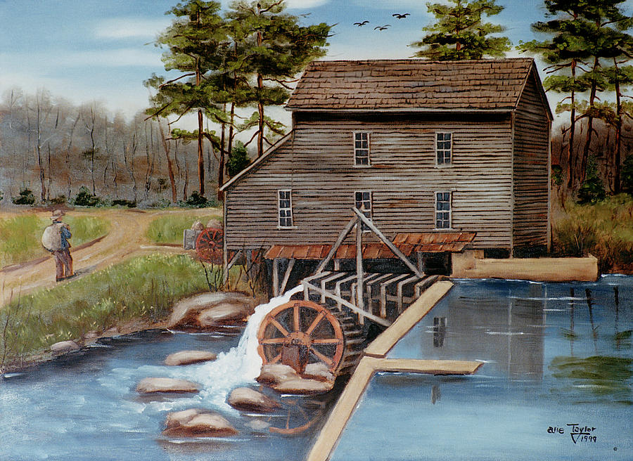 Landscape Painting - Howards Creek Mill 1930s by Arie Reinhardt Taylor