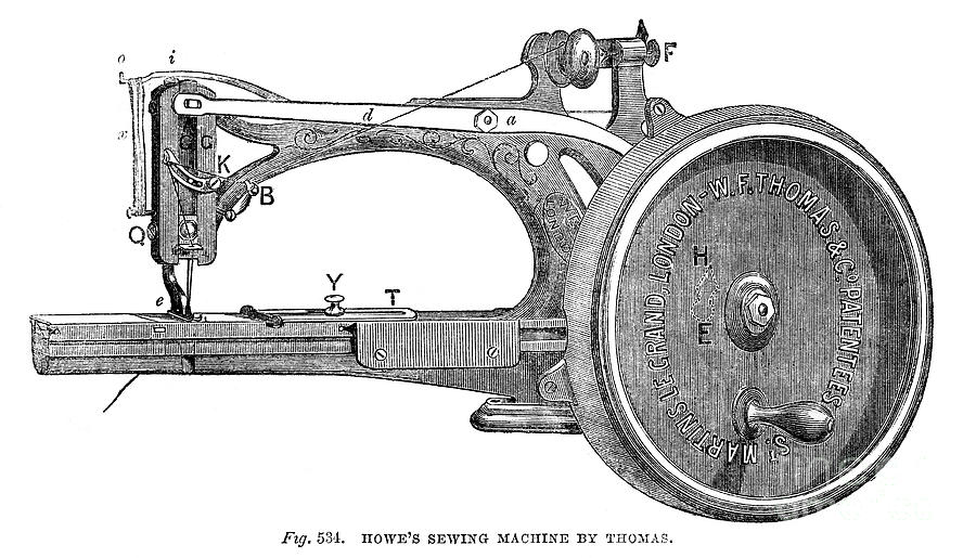 Howes Sewing Machine, By Thomas, 1866 Drawing by Print Collector