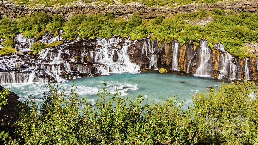 Hraunfossar waterfall, Iceland Photograph by Lyl Dil Creations