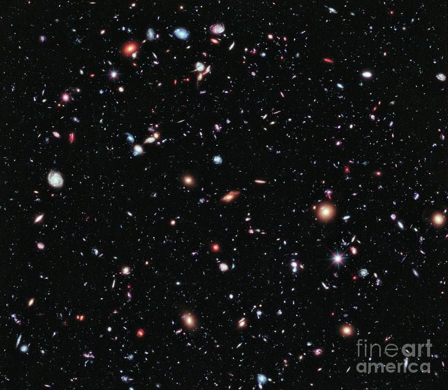 Hubble Extreme Deep Field Photograph by Nasa, Esa, G. Illingworth, D. Magee, And P. Oesch (university Of California, Santa Cruz), R. Bouwens (leiden University), And The Hudf09 Team/stsci/science Photo Library