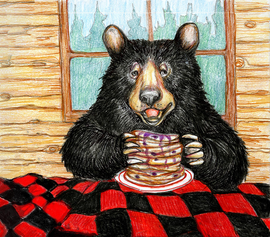 Black Bear Painting - Huckleberry Pancakes by Peggy Wilson