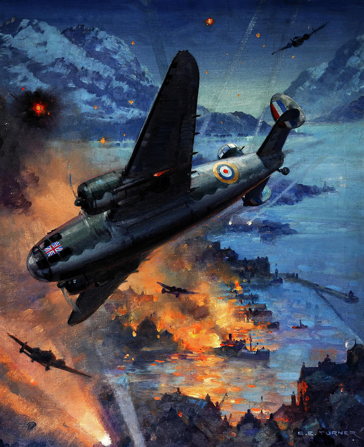 Airplane Painting - Hudson Bombers On A Coastal Raid by Mountain Dreams