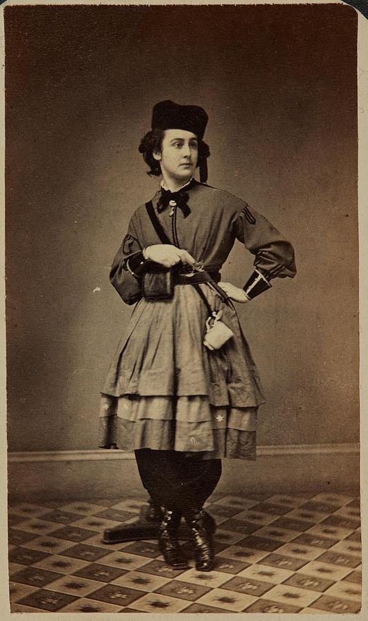 Huested  Wendell American Woman holding gun ca. 1860 Albumen silver print Painting by Celestial Images