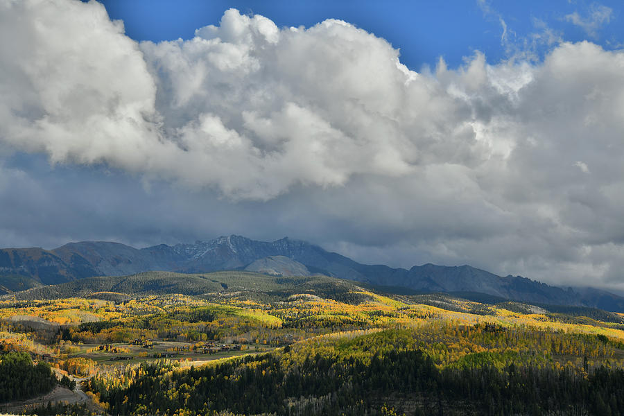 Huge Clouds over Fall Colors of Telluride Photograph by Ray Mathis