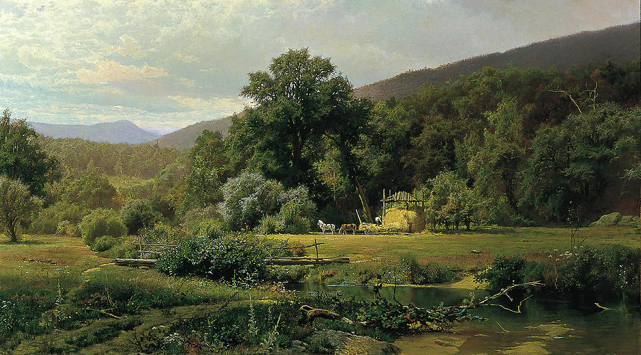 Hugh Bolton Jones -Baltimore, 1848-Nueva York, 1927-. Summer in the Blue Ridge -1874-. Oil on can... Painting by Hugh Bolton Jones -1848-1927-