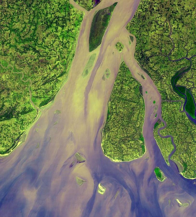 Hugli River, part of the Ganges Delta,, NASA Painting by Celestial Images