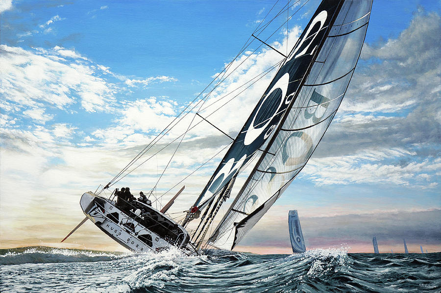 Hugo Boss Boat Painting by Mark Woollacott