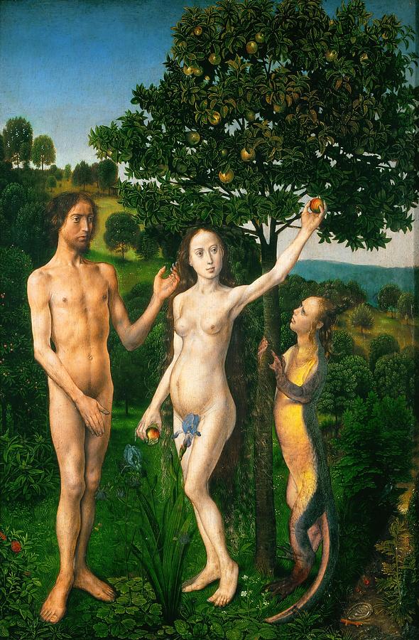 Hugo Van Der Goes Painting - HUGO VAN DER GOES The Fall of Man and The Lamentation. Date/Period After 1479. by Hugo Van Der Goes