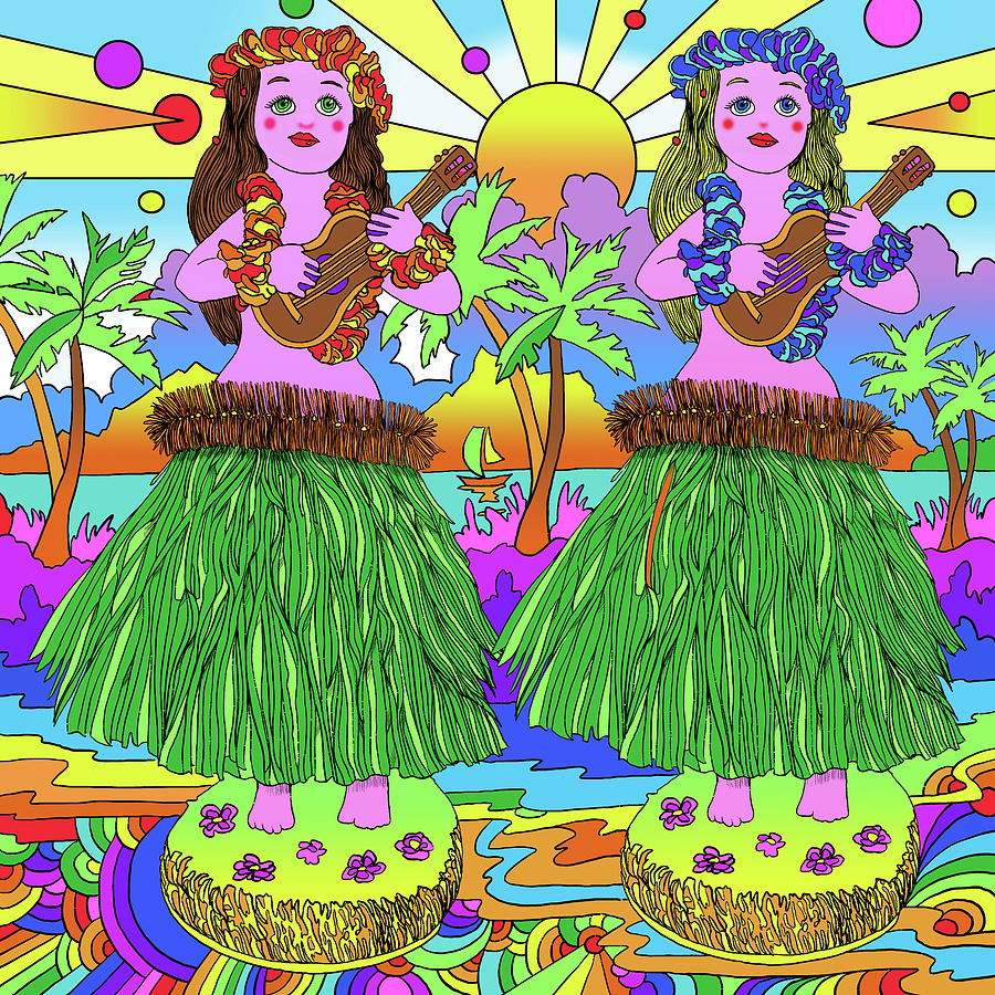 Toy Digital Art - Hula Girl Toys by Howie Green