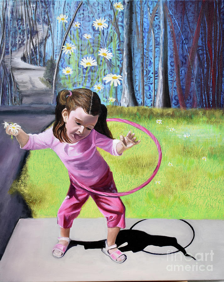 Hula Hooping Painting by Anne Cameron Cutri