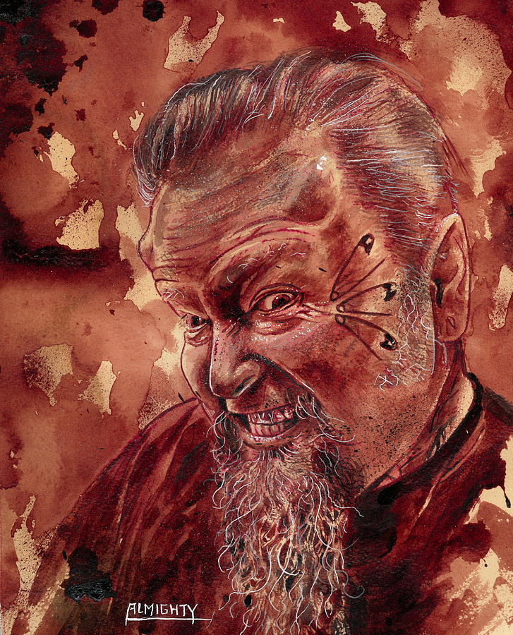 Human Blood Artist Self Portrait - dry blood Painting by Ryan Almighty