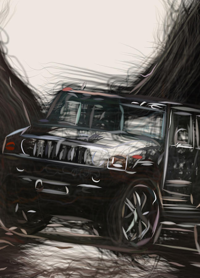 Hummer H2 Drawing Digital Art by CarsToon Concept
