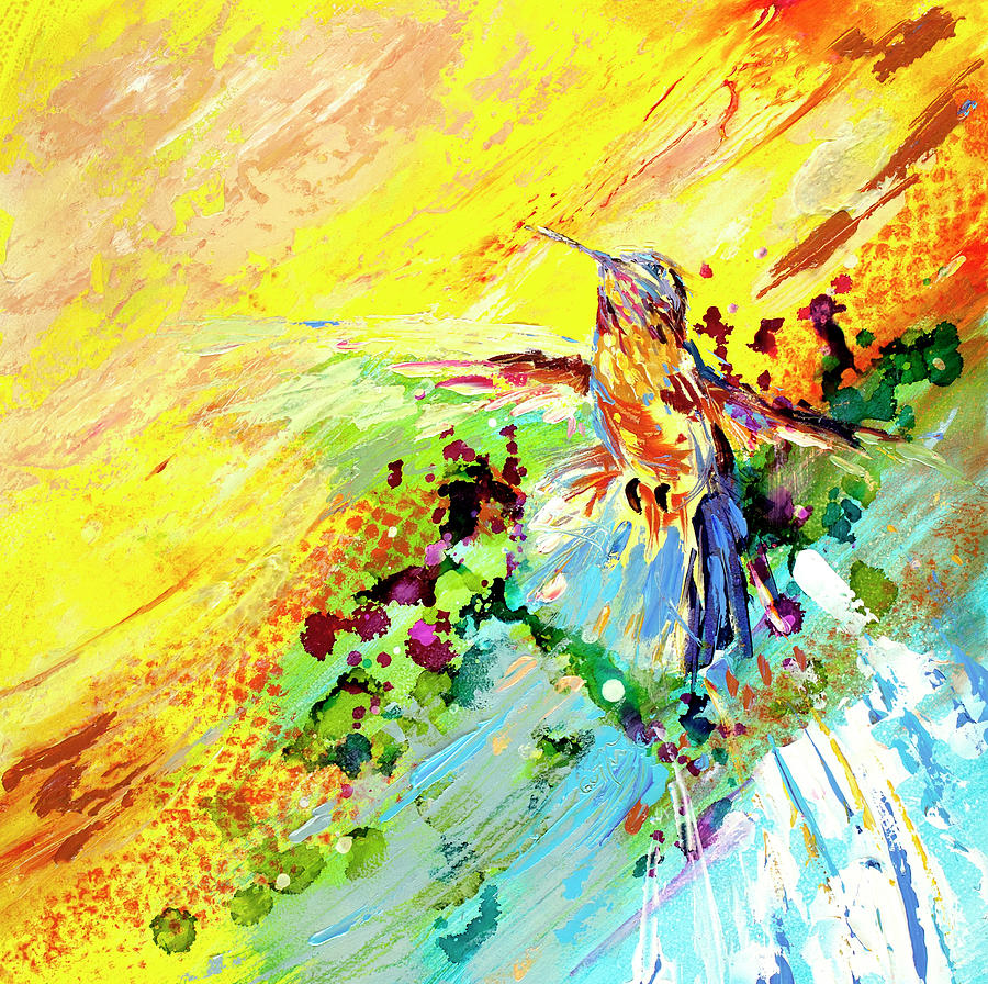 Humming Along Hummingbird Abstract Painting Painting by Kim Guthrie ...