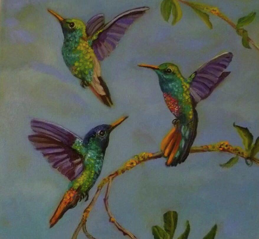 Wild Life Painting - Humming Birds by Janet Silkoff Wild Life Painting - Humming Birds by Janet Silkoff