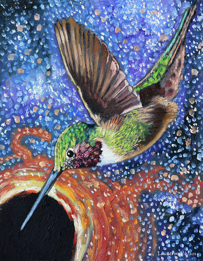 Hummingbird and Black Hole Painting by John Lautermilch
