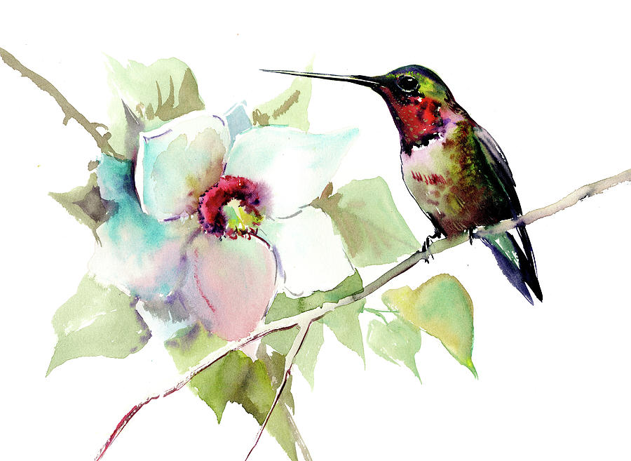Hummingbird And Magnolia Painting by Suren Nersisyan