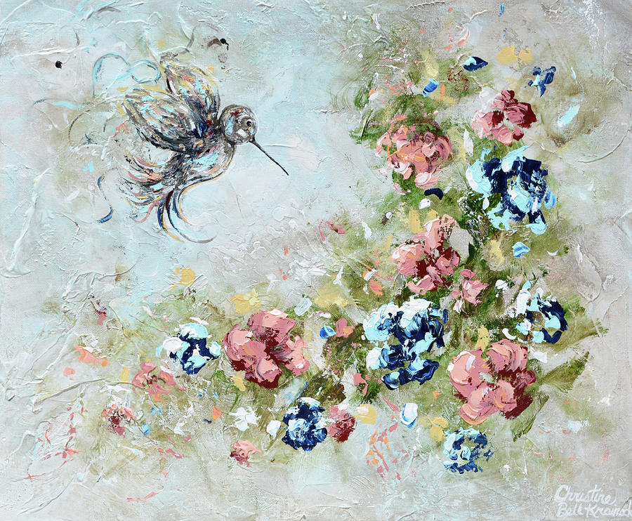 Hummingbird Painting - Hummingbird Bringing Light and Love by Christine Bell
