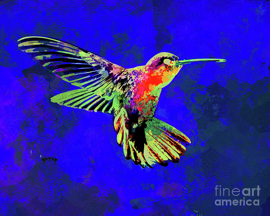 Abstract Watercolor - Hummingbird Dance II Mixed Media by Chris Andruskiewicz