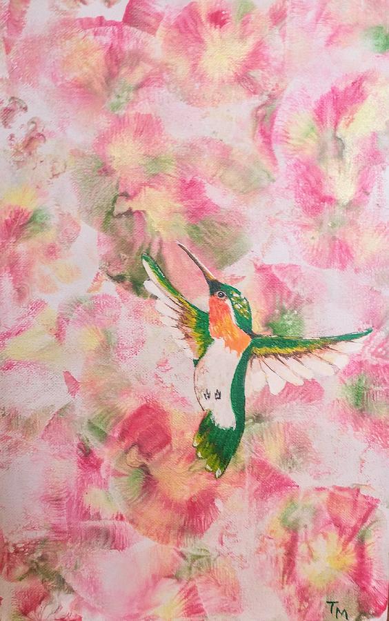 Hummingbird Happy Painting by Teri Merrill