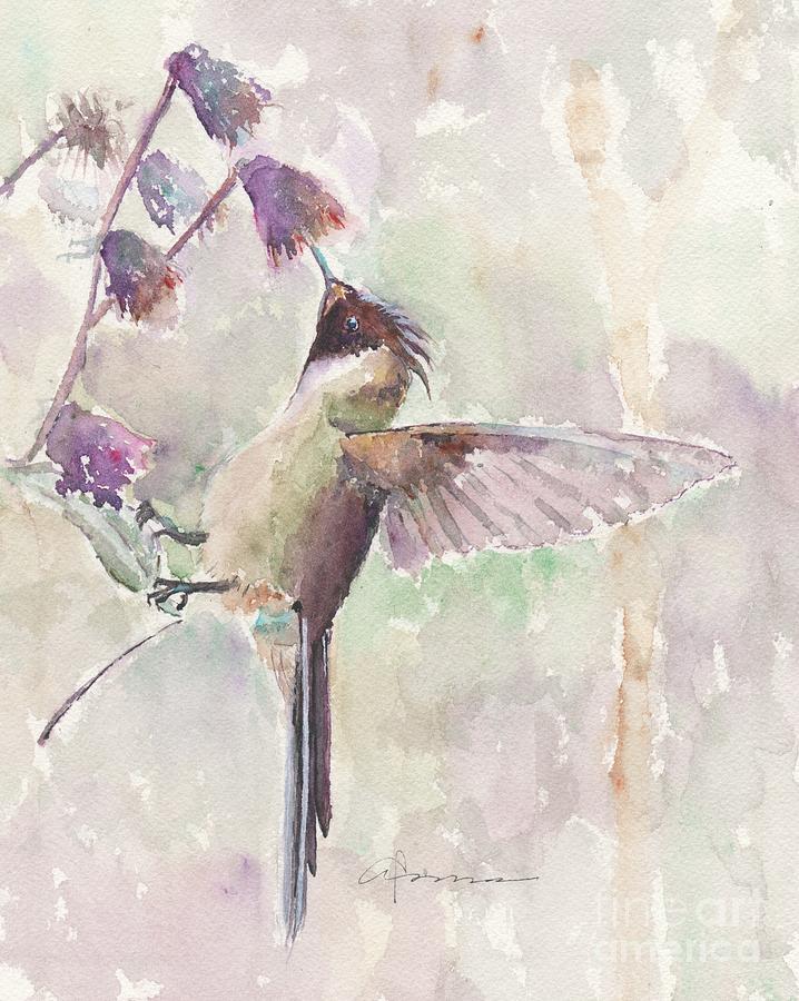 Hummingbird in Soft Hues Painting by Claudia Hafner