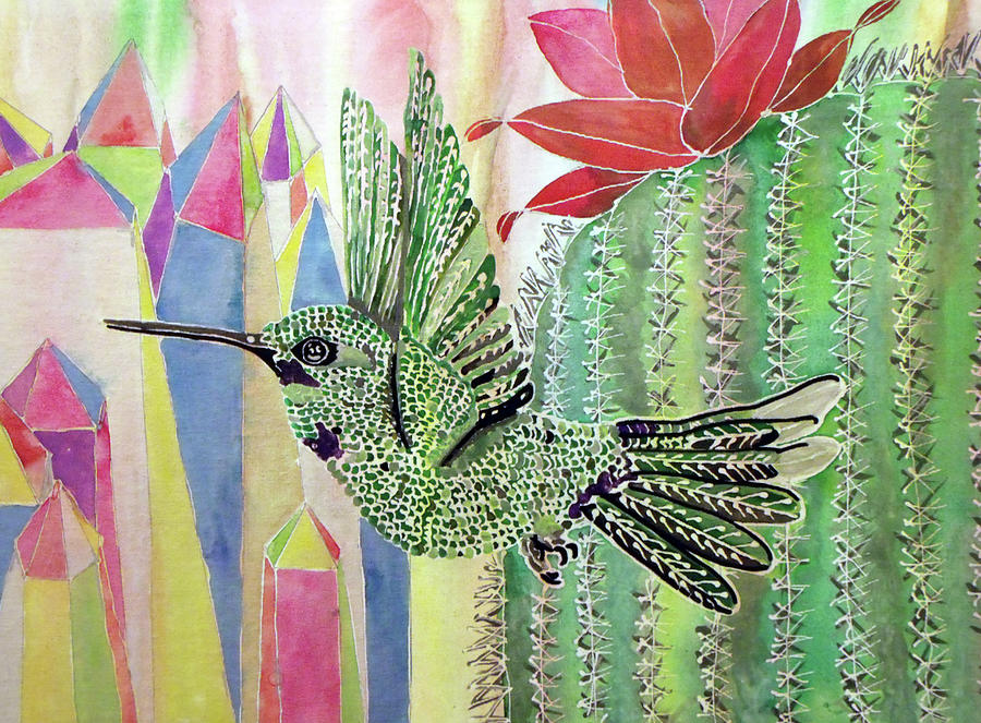 Nature Painting - Hummingbird Paradise by Lauren Moss